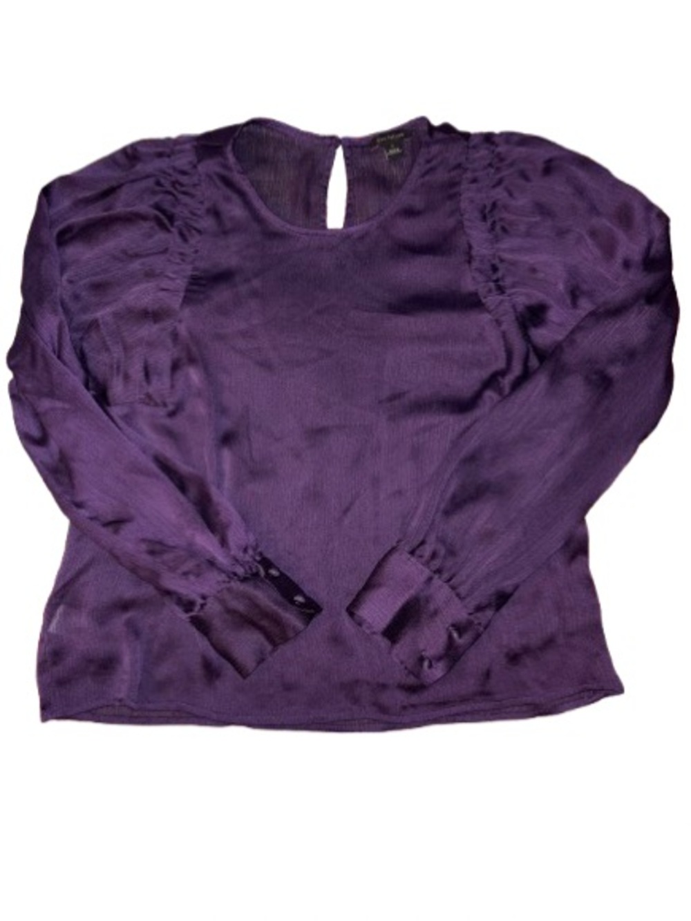 Ann Taylor Deep Purple Satin Long-Sleeve Blouse size S